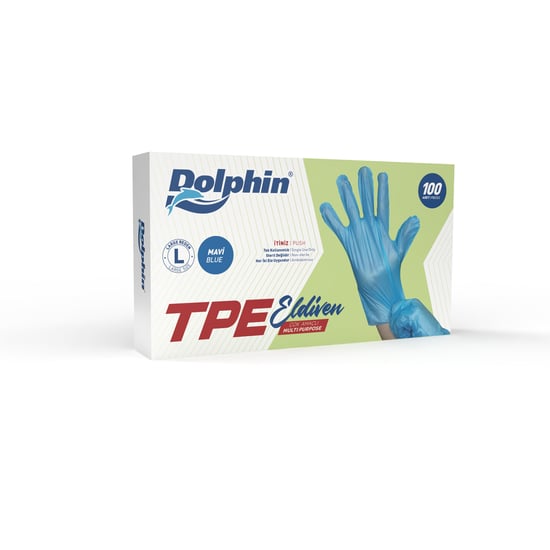Dolphin Mavi TPE Eldiven L Beden 100 Adet