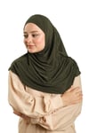 Hürrem Bone Haki Pratik Hazır Geçmeli Tesettür Eşarp Sandy Kumaş Kendinden Boneli 1290_09