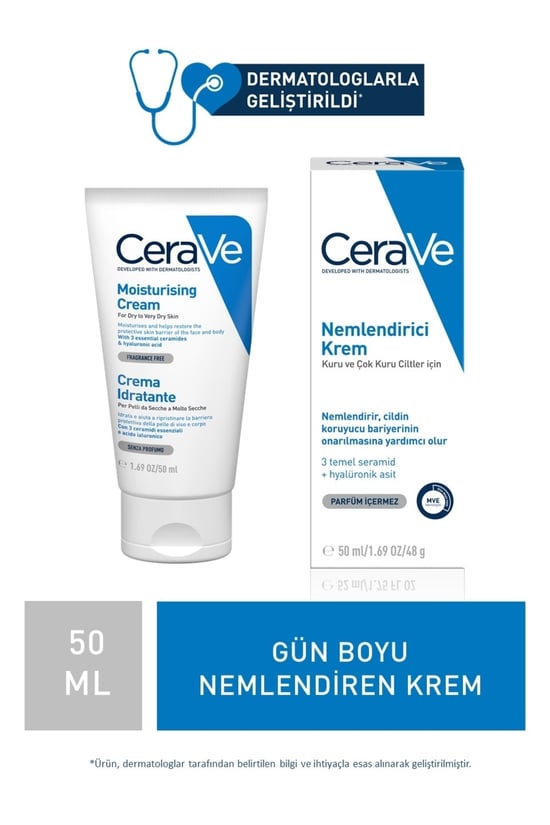 Cerave Moisturising Cream Kuru ve Çok Kuru Ciltler İçin 50 ml