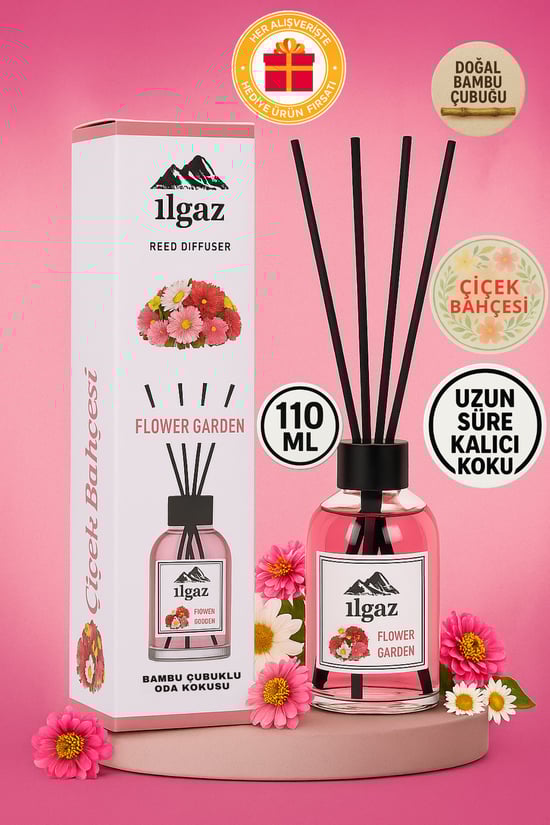 Ilgaz Çiçek Bahçesi Bambu Çubuklu Oda Kokusu 110 ml | Red Diffuser Flower Garden Ortam Kokusu