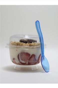 Roll-up Transparan Parlak Mavi Dalgalı Dondurma-Tatlı Kaşık 50li