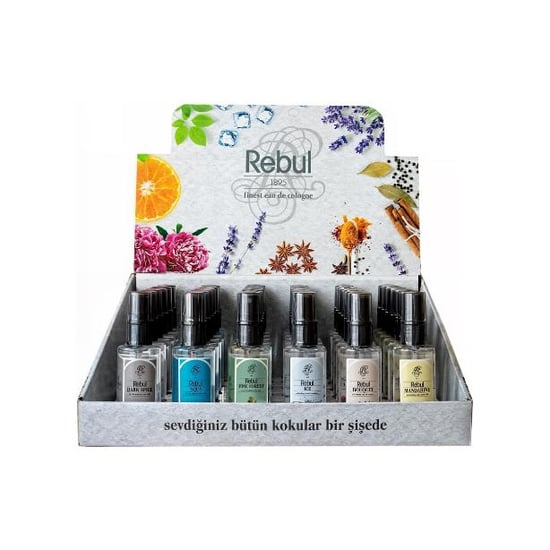 Rebul 50 Ml Sprey Kolonya 6 Çeşit x 6 Adet 36 lı Stant