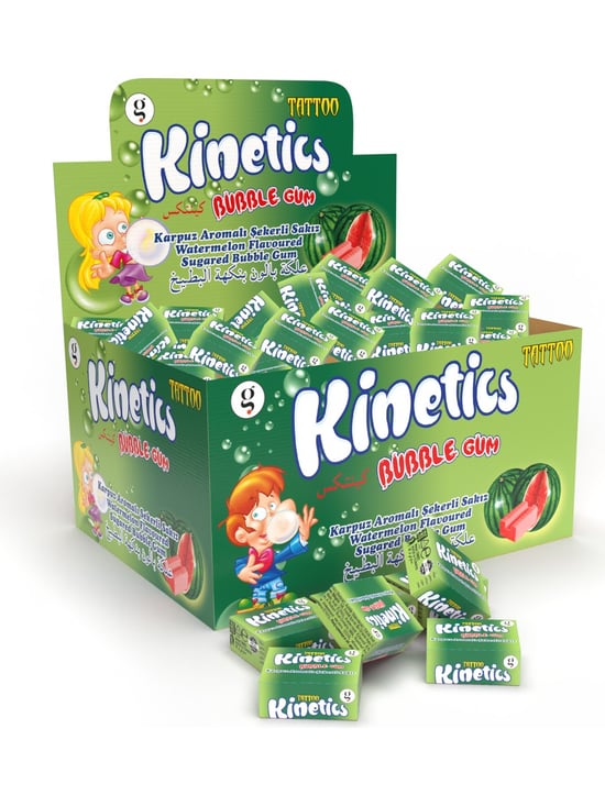 Kinetics Tekli Sakız Tattolu Karpuz Aromalı Şekerli Sakız  100 Adet 3.5 gr