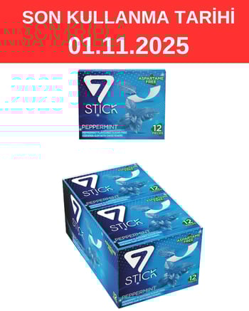 7 STICK Nane Aromalı Şekersiz Sakız 33 gr X 12'li Paket