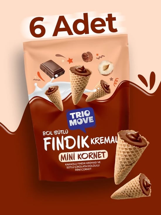 Trio Move Mini Kornet Fındık Kremalı 55 Gr *12'li