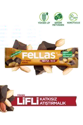 Fellas Meyve Bar - Yer Fıstığı ve Kakaolu 35g x 12 Adet