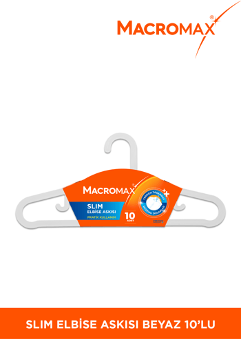Macromax Slim İnce Elbise Askısı 10'lu Paket Yerden Tasarruf Sağlayan Minimalist Askı