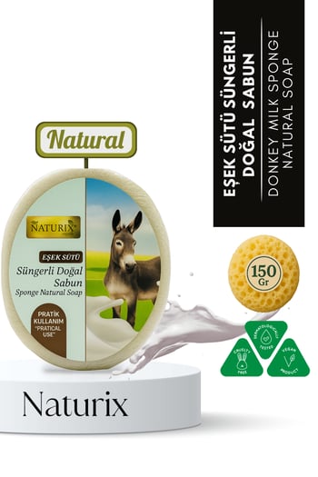 Naturix Eşek Sütü Süngerli Sabun 150 Gr
