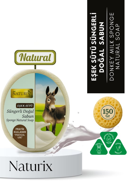 Naturix Eşek Sütü Süngerli Sabun 150 Gr