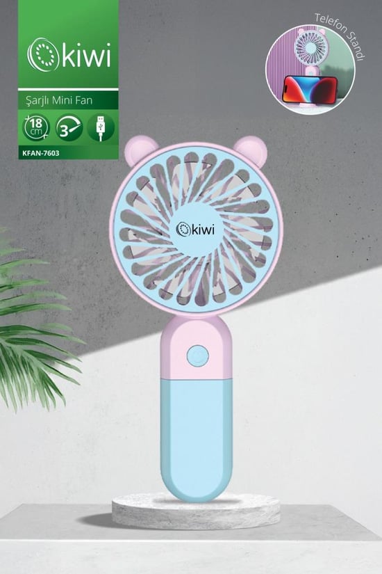 Kiwi Kfan-7603 Ultra Sessiz Telefon Tutacağı Standlı El Tipi Vantilatör