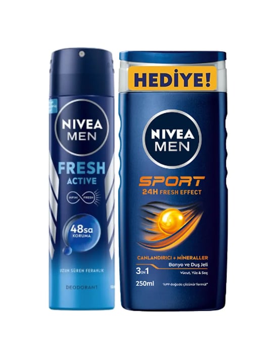 Nivea Deo 150 ml Erkek Fresh Active + Nivea 250 ml Duş Jeli Sport