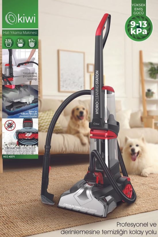 Kiwi KCC-4371 PRO Koltuk Temizleme Başlıklı Dikey Süpürge Halı ve Koltuk Yıkama Leke Çıkartma Makinesi