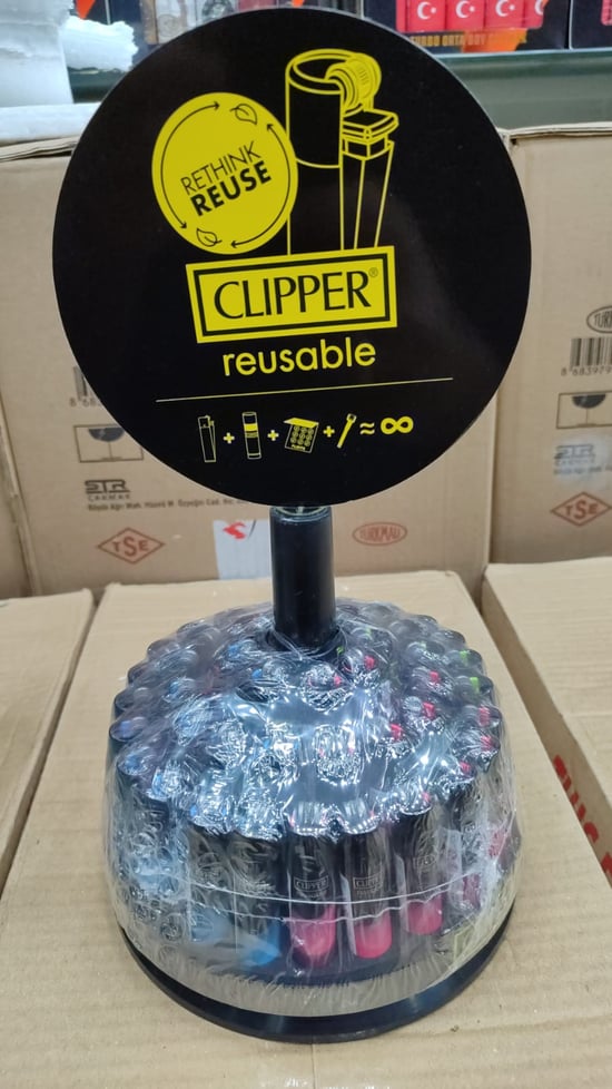 Clipper Micro Soft Renkli Taşlı Çakmak 48 Adet -Standlı