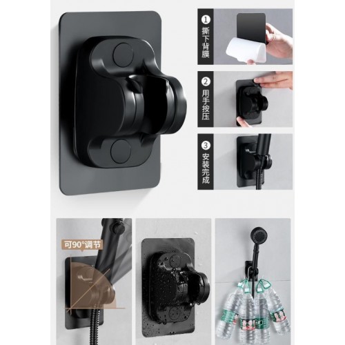 DİYARI FIRSAT Yapışkanlı Duş Başlığı Tutucu Ayarlı Siyah