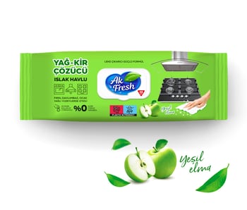 Akfresh Yağ Kir Çözücü Islak Havlu Yeşil Elma 85li