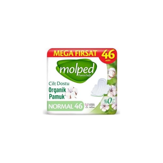 Molped Pure & Soft Organik Pamuklu Hijyenik Ped Mega Fırsat Paketi 46 lı Normal