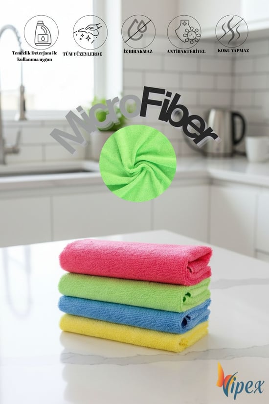 Vipex 40x40 cm Ultra Emiciliğe Sahip 160 Gsm Mikrofiber Bez Mavi Renk