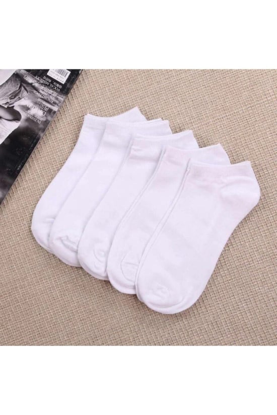 BGK Unisex Yazlık Patik Çorap 5 'li Extra Rahat Beyaz 41-45