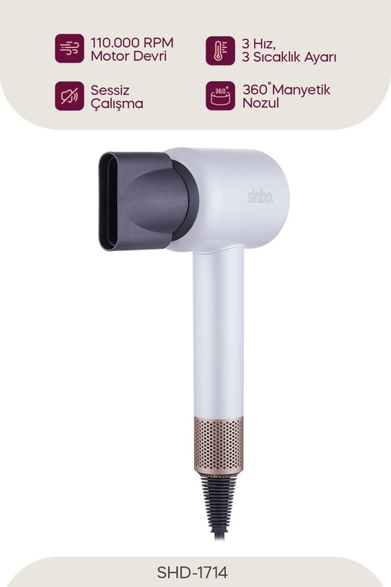 Sinbo SHD-1714 BLDC Saç Kurutma Makinesi-Beyaz
