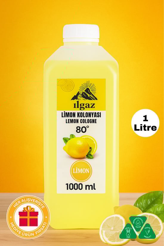 Ilgaz Limon Kolonyası 80 Derece Huni Kapaklı Bidon Kolonya 1000 ml