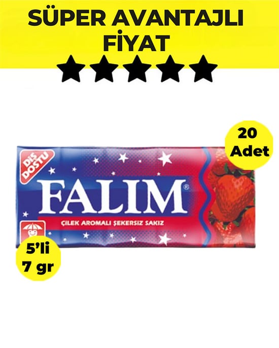 Falım Çilek 5'li 7 gr 20 Adet Sakız