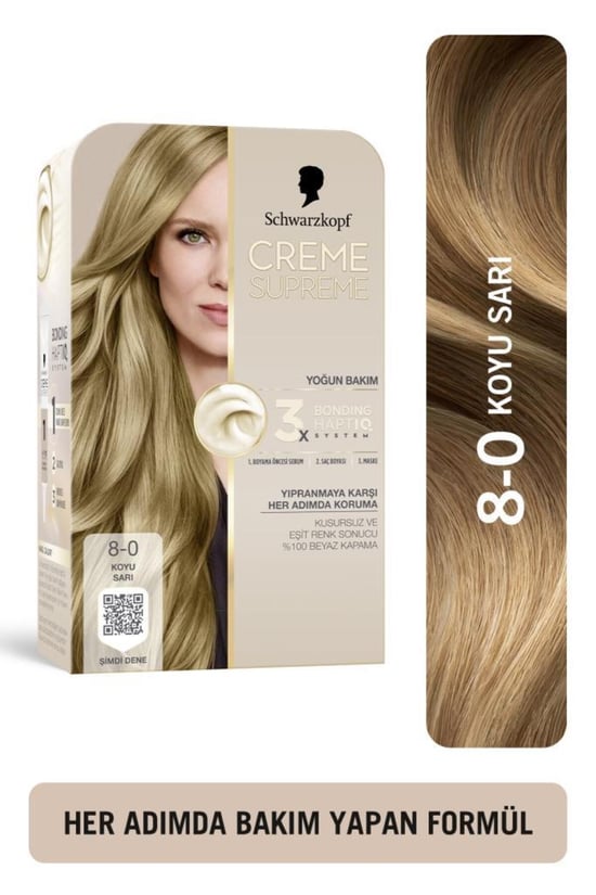 Schwarzkopf Creme Supreme 8-0 Koyu Sarı Kadın Saç Boyası
