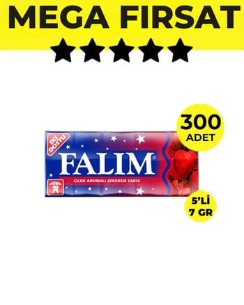 Falım Çilek Aromalı Sakız (5'li 7gr x 500 Adet) Avantajlı Falım Paketi