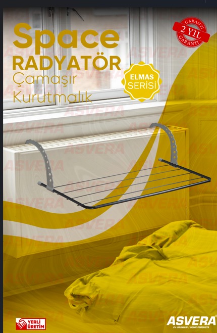 Elmas Serisi - Space Geniş Kalorifer Tipi Katlanabilir Balkon ve Petek Çamaşır Kurutmalığı