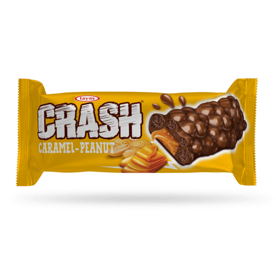 Tayaş Crash - Kakao Kaplamalı, Mısır ve Pirinç Patlaklı, Karamelli Yerfıstıklı Bar 40 Gr