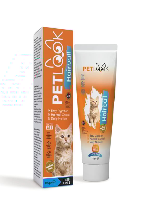 Petlook Kedi Maltı Hairball Tüy Yumağı Önlemeyi Destekleyen Kedi Maltı, Kedi Ödülü, Kedi Vitamini 115 GR