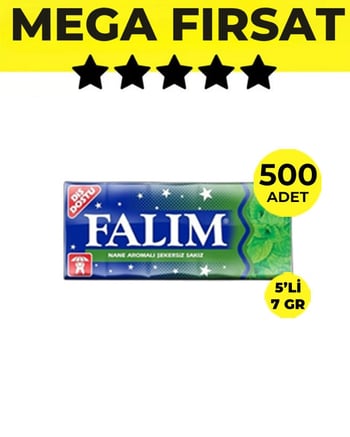 Falım Nane Aromalı Sakız (5'li 7gr x 500 Adet) Avantajlı Falım Paketi