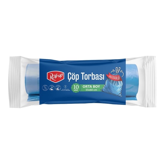 Roll-up Çöp Torbası Orta Boy Büzgülü 55x60cm 10 Adet