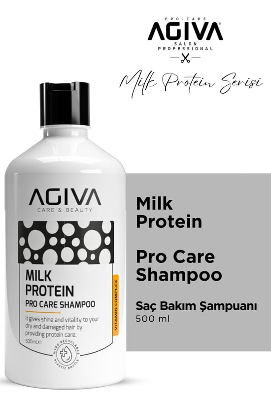 Agiva Milk Protein Amino Complex Saç Bakım Şampuanı – Kuru ve Yıpranmış Saçlar İçin 500 ml
