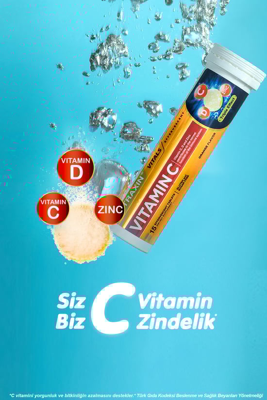 Nutraxin Vitamin C-D-Zinc 15 Efervesan Tablet
