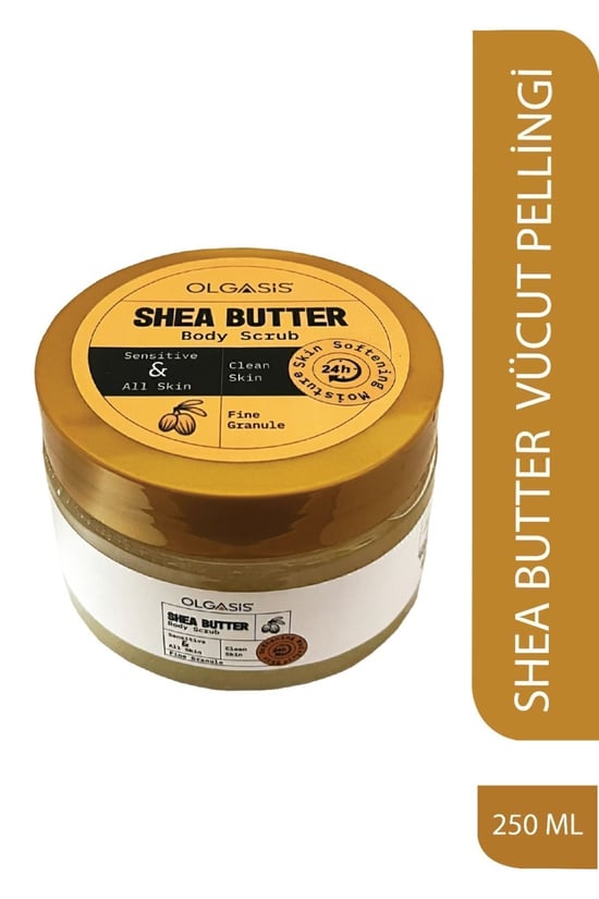 Olgasis Shea Butter Body Scrub ince Granül Hassas Ciltlere Ölü Deri Gideren Deniz Tuzu Vücut Peelingi 250 ML