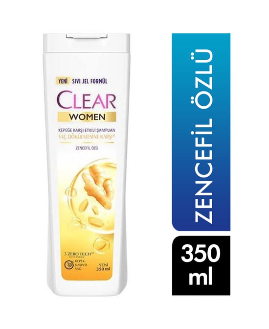 clear, clear women, zencefilli, saç dökülmesine karşı, clear şampuan, 350 ml