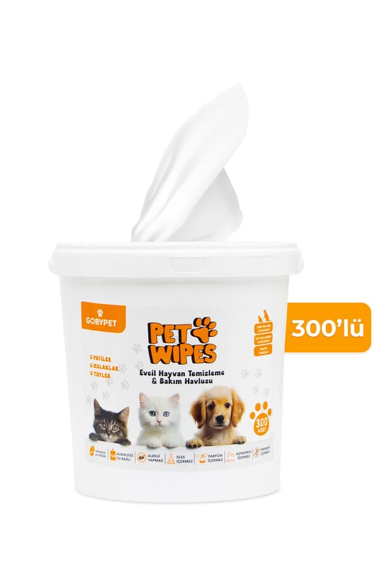 GOBYPET WİPES EVCİL HAYVAN TEMİZLİK HAVLUSU 300 AD