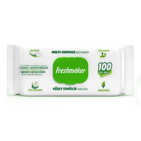 Freshmaker Çok Yüzeyli Islak Mendil Kapaklı Yeşil 100'lü