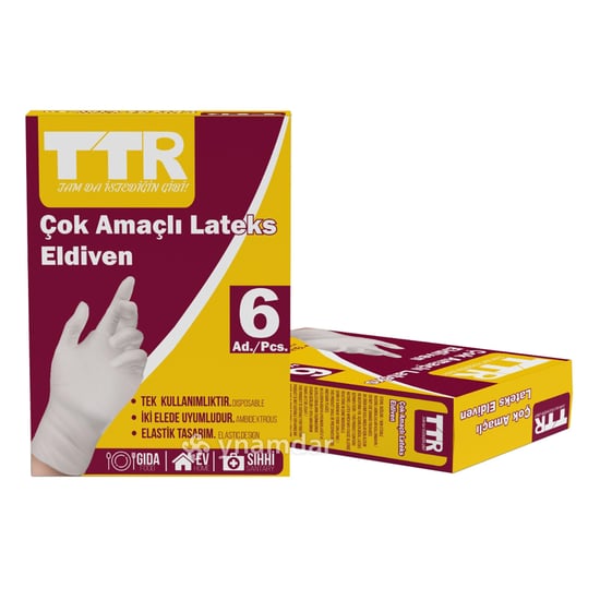 TTR Çok Amaçlı Universal Size Latex Eldiven 6 X 24'lü