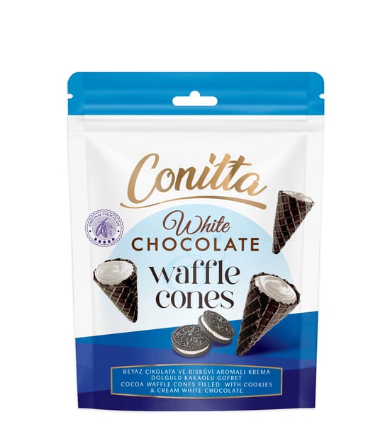 Conitta Beyaz Çikolata ve Bisküvi Aromalı Krema Dolgulu Gofret 80 gr.